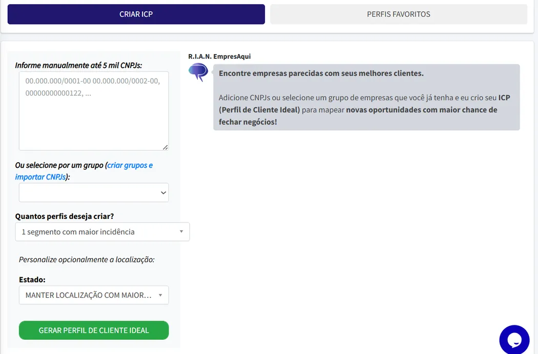 Criação de Perfil de Cliente Ideal no EmpresAqui Plus